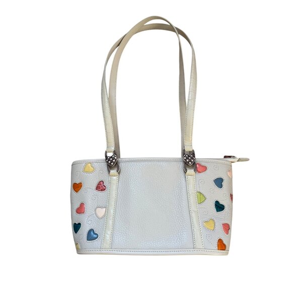 Brighton Handbags - Brighton Women's Shoulder Bag Purse Fresca Ivory Colorful Hearts Leather D155372